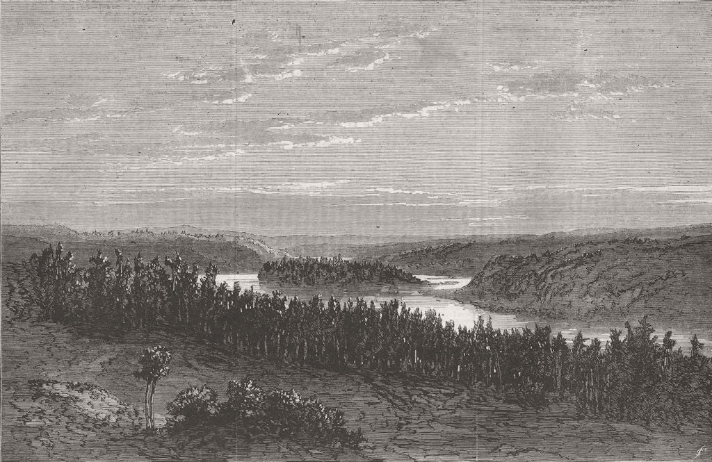 NEW ZEALAND. River Waikato nr Nangatawhiri-Koheroa 1863 old antique print